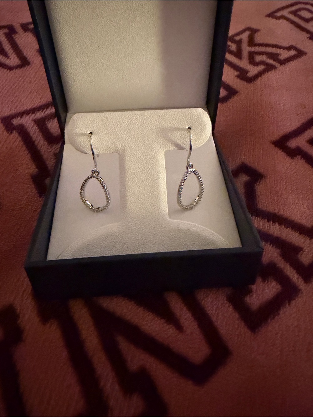 Sparkling Silver Open Teardrop NATURAL DIAMOND Dangle Earrings